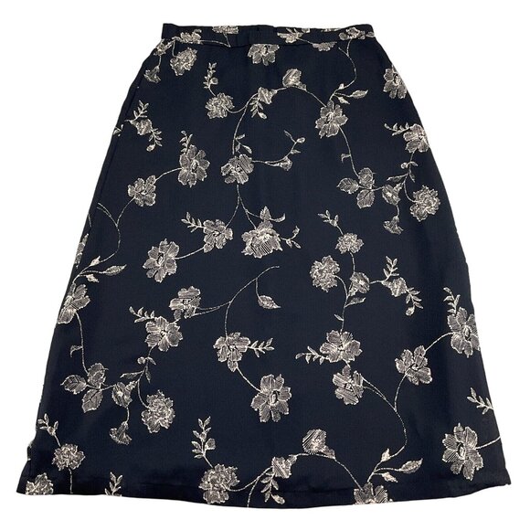 Pendleton Skirt Women 12 30Wx31L‎ Black Beige Floral A-Line Lightweight - Picture 1 of 9